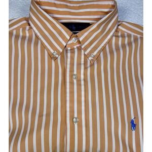 Ralph Lauren Orange White Striped Button‎ Down Shirt Classic Fit chest 51" L 31"